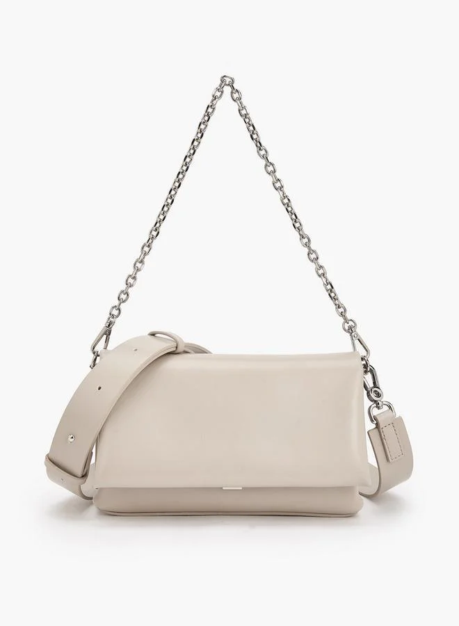 سيليست Textured Shoulder Bag With Chain Strap