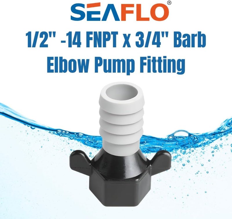 SEAFLO (NO: 51F08) 1/2"-14 FNPT x 3/4" Barbed Straight Universal Pump Fitting for SHURFLO, , Circle River, Johnson, Jabsco, FLOJET, REMCO, Lippert, USA ADVENTURE and other Pumps (1-Pack) - Image 2