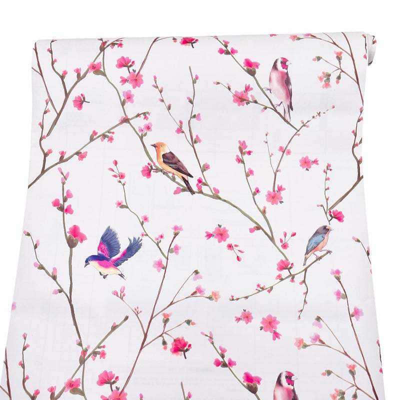 Yifely Peel Stick Shelf Liner Removable Shelving Paper for Covering Apartment Old Nightstand Closet Peach Birds 177 Inch by 98 Feet
