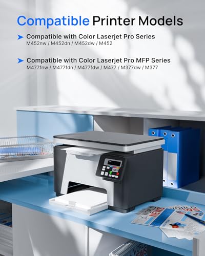 GPC Image Compatible Toner Cartridge Replacement for HP 410A CF410A CF411A CF412A CF413A to use with Color LaserJet Pro MFP M477fdw M477fdn M477fnw Pro M452dn M452nw M452dw Printer Toner (4 Pack) - Image 2