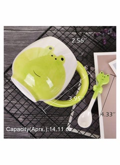 Excefore Cute Coffee Mug Frog Animal Ceramic Coffee Mug with Spoon Funny Mug Novelty Cup, Ceramic Mug Gift,14.11 OZ  - Image 2
