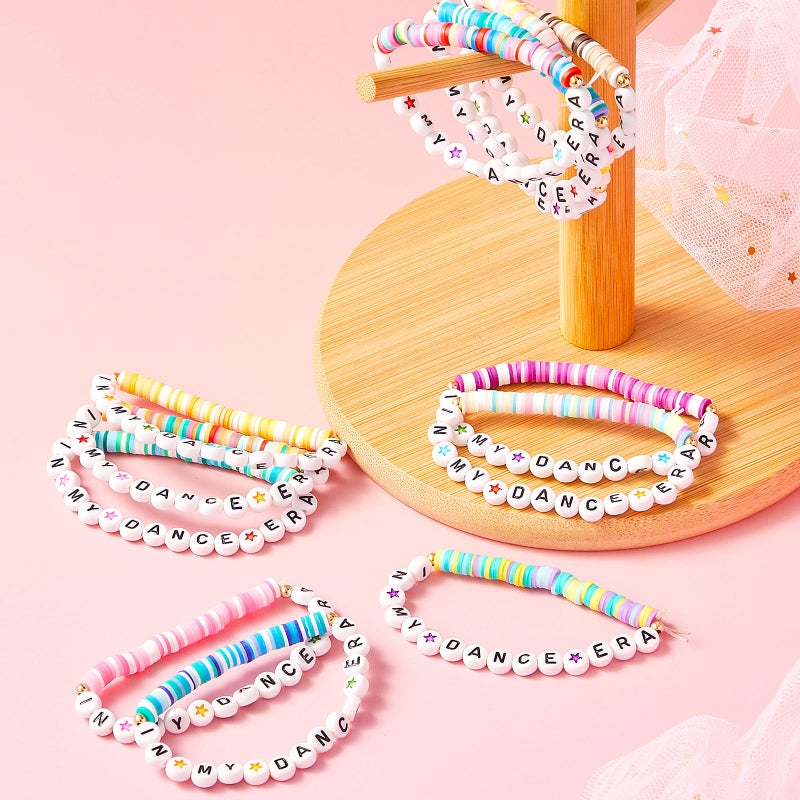 Quelay 24 Pcs Valentines Appreciation Bracelets Gift Bulk for Team Sports Dance Clay Beaded Stretchy Era Bracelets Party Gifts Volleyball Basketball Tennis Football Softball Favor(Dance) - Image 5