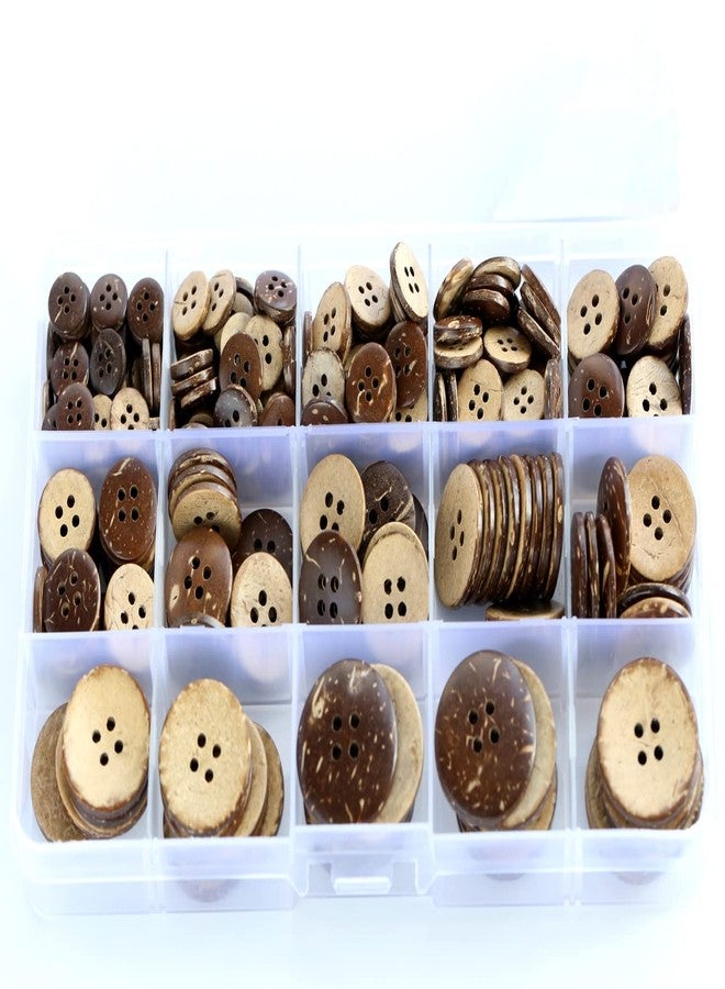 GANSSIA 266 PCS Coconut Shell Buttons 8 Sizes Assorted (10mm-25mm) 4 Holes Coconut Button for Garment Sewing or DIY Crafts - Image 3