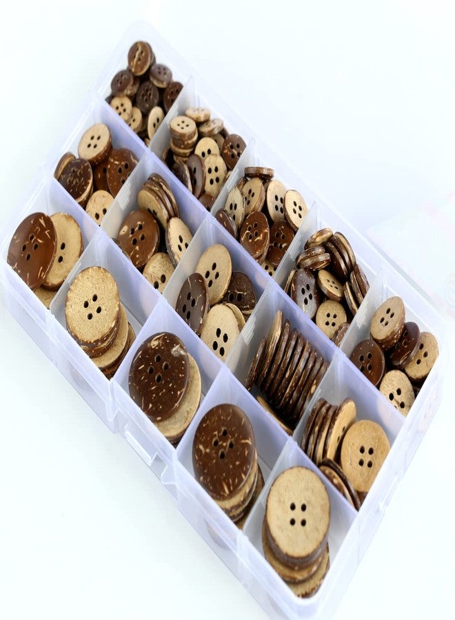 GANSSIA 266 PCS Coconut Shell Buttons 8 Sizes Assorted (10mm-25mm) 4 Holes Coconut Button for Garment Sewing or DIY Crafts - Image 4