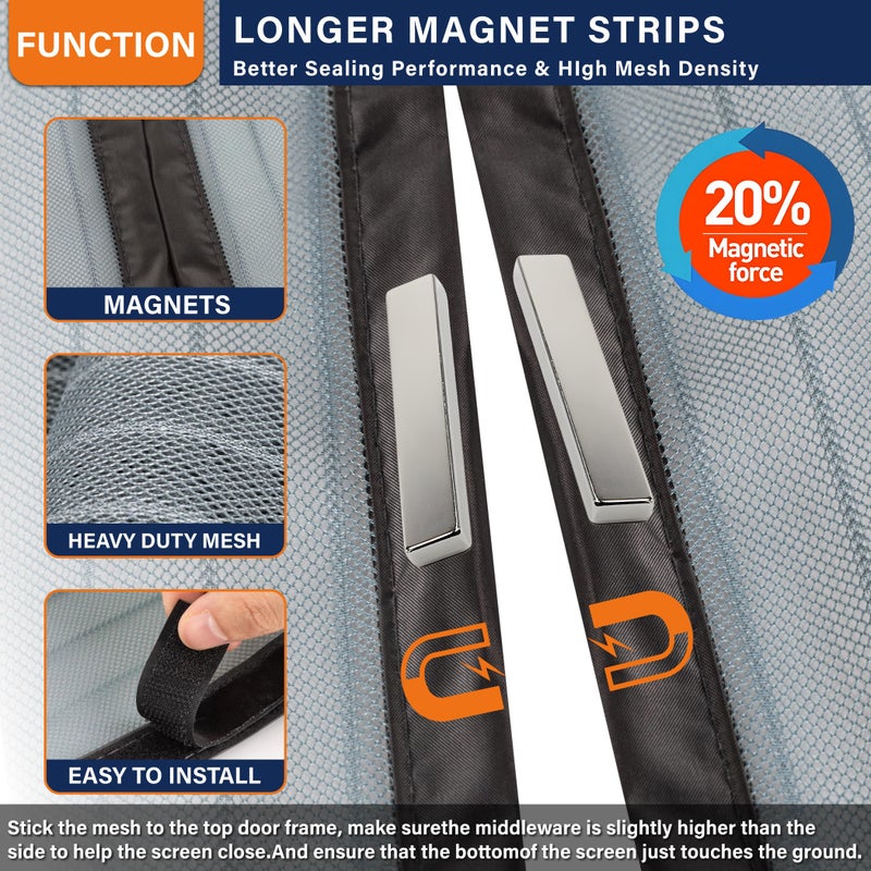 Mdavo Mesh Screen with Magnetic Closure-Keeps Bugs Out Let Breeze in, Heavy Duty - Pet and Kid Friendly, Works with Front, Sliding Doors (38 x 82 Inch) Gray - Image 3