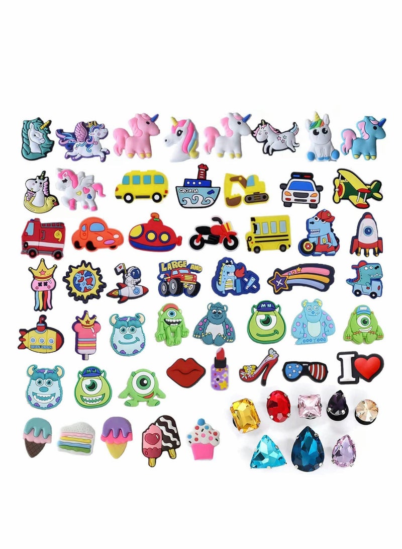 KASTWAVE زينة أحذية تعليقات، 60 قطعة عشوائية من تعليقات الأحذية المختلفة لتزيين أحذية الكلوج، موضة لعمل الزينة بنفسك، تعليقات أحذية قوس قزح، تعليقات أساور، هدايا للأحزاب - Image 5