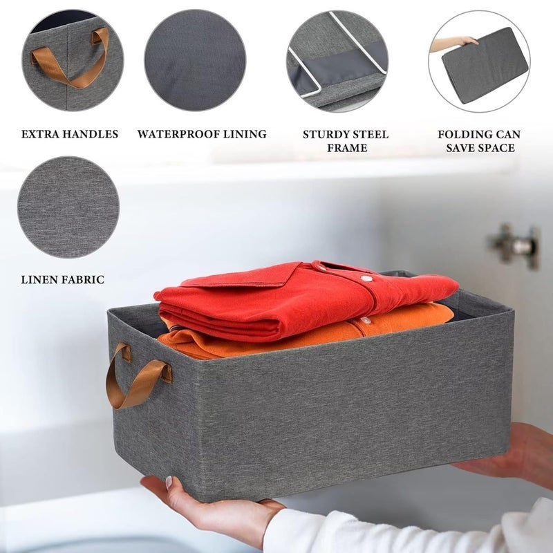 DIOXIT DIOXIT Clothes Storage Box Foldable Steel Frame Clothes Organizer Storage Box for Wardrobe Saree Shirts and Blankets 26L Storage Box 1pc - Image 3