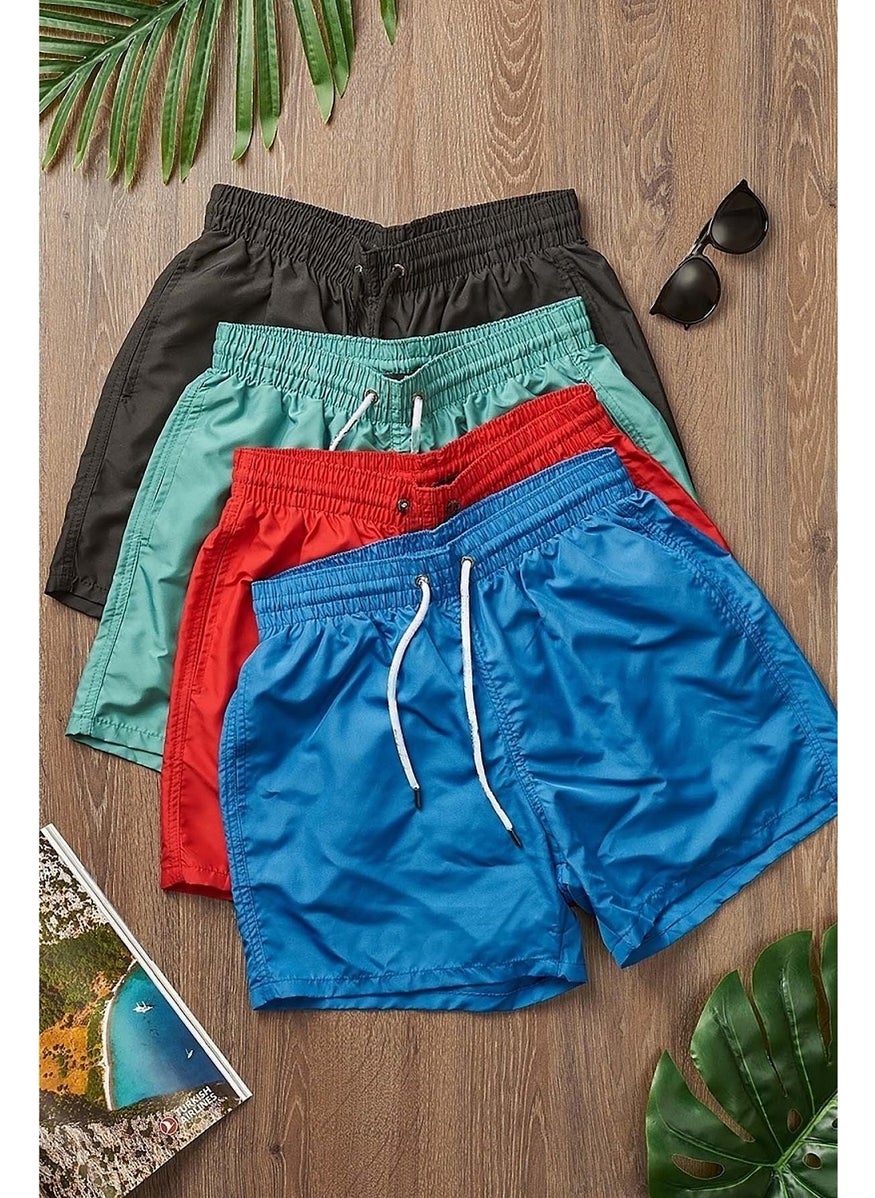 Angelsin Men's Basic Standard Size Swimsuit with Pockets Swim Shorts  - Image 4