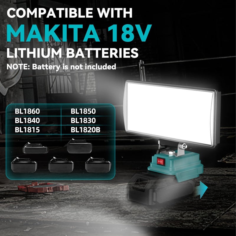 8-inch LED outdoor engineering lighting is suitable for Makita 1830 lithium battery Blue (adjustable two-speed brightness, with USB charging port) - Image 5