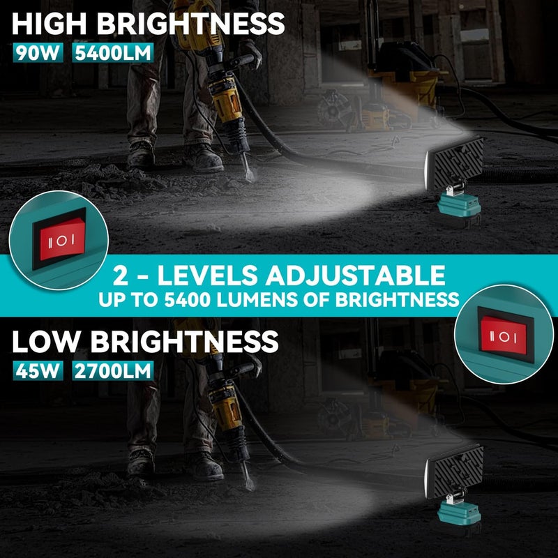 8-inch LED outdoor engineering lighting is suitable for Makita 1830 lithium battery Blue (adjustable two-speed brightness, with USB charging port) - Image 4