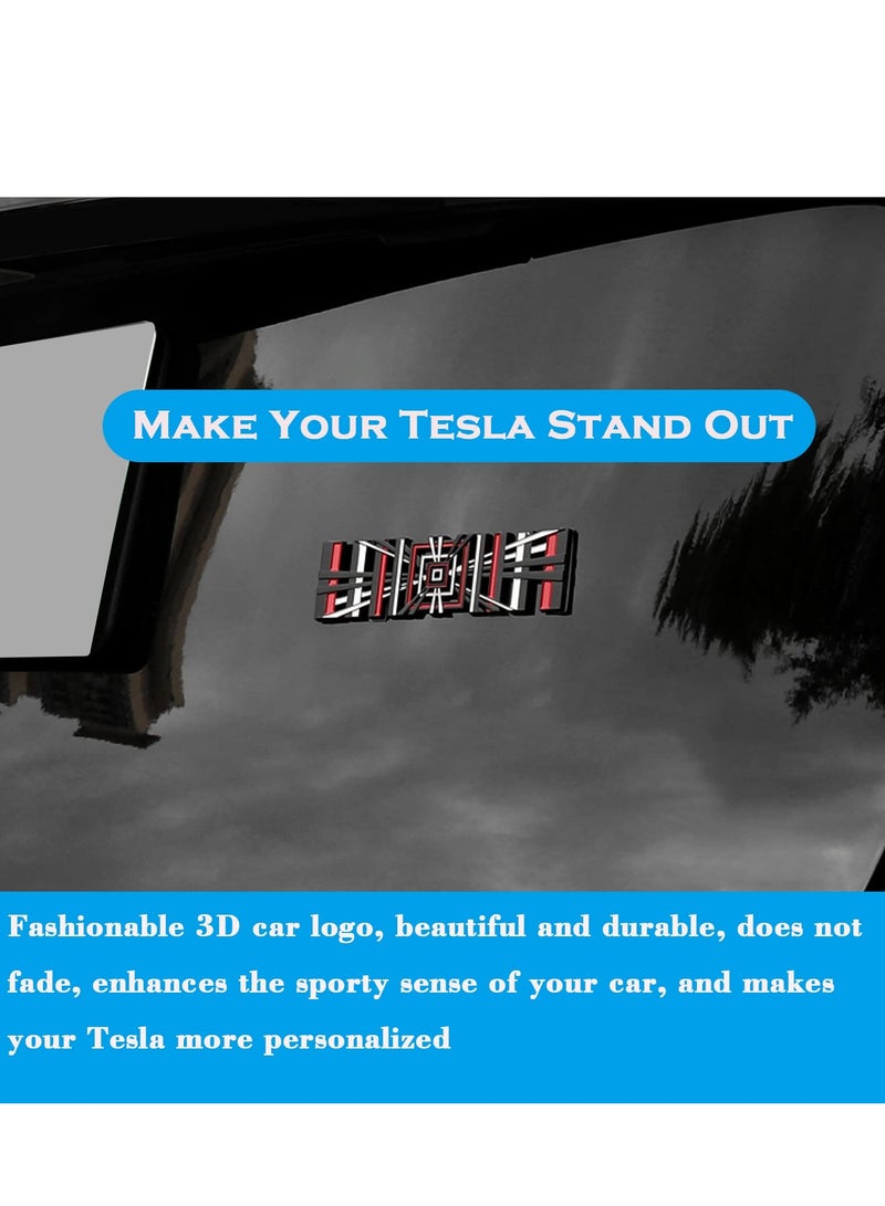 Excefore 3D Alloy Plaid Badge, 3D Metal Emblem Sticker for Tesla Model 3 and Model Y Emblem Plaid, Front Hood Badge Decal & Rear Trunk Logo, Compatible for Tesla Model 3 Y X S (Black Red) - Image 5