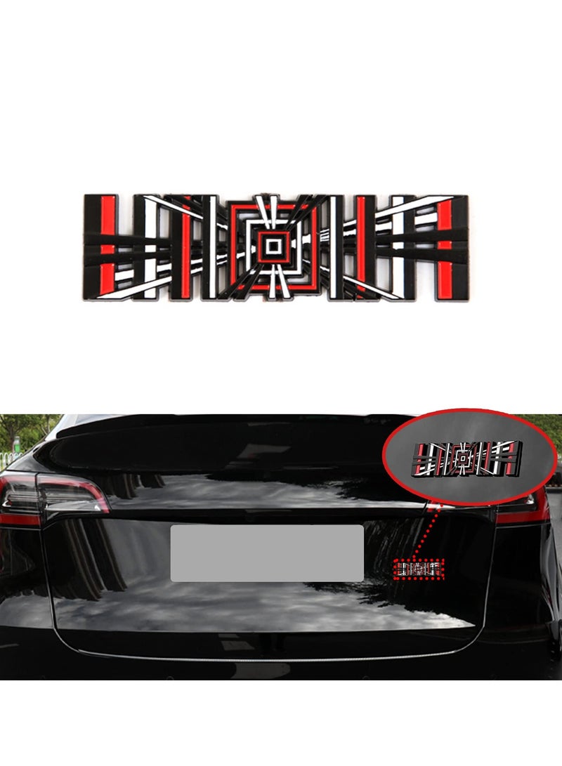 Excefore 3D Alloy Plaid Badge, 3D Metal Emblem Sticker for Tesla Model 3 and Model Y Emblem Plaid, Front Hood Badge Decal & Rear Trunk Logo, Compatible for Tesla Model 3 Y X S (Black Red) - Image 2