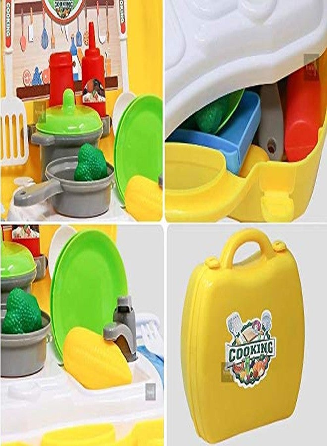 Fratelli Plastic Luxury Kitchen Set Cooking Toy with Briefcase and Accessories (Yellow) - Image 4
