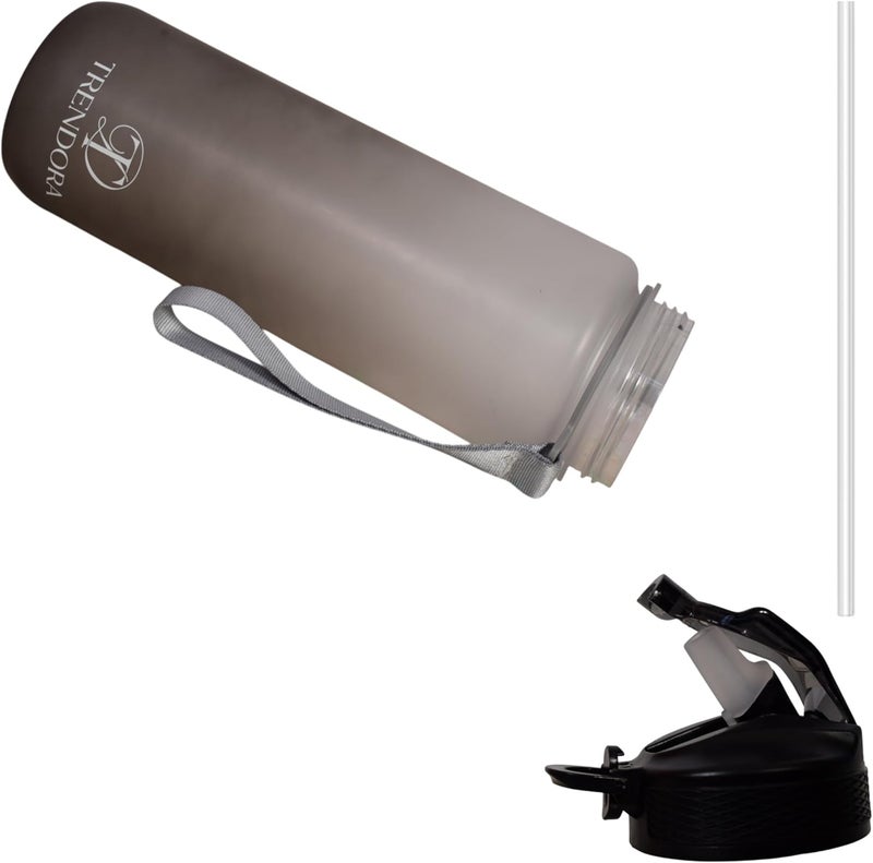 TRENDORA Motivational Water Bottle Stay Hydrated and Inspired - BPA-Free, Leakproof, and Durable with Straw Inside (Grey) - Image 2