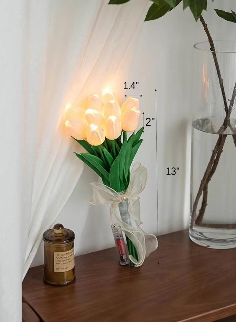 Generic NETTING Tulip Artificial Flowers with LED Light, 15 pcs Real Touch Fake Tulips, Flower Lamp, Creative Gifts for Mom Girlfriend, Mother's Day Holiday Wedding Photography Aesthetic Home Decor-Pink  - Image 4