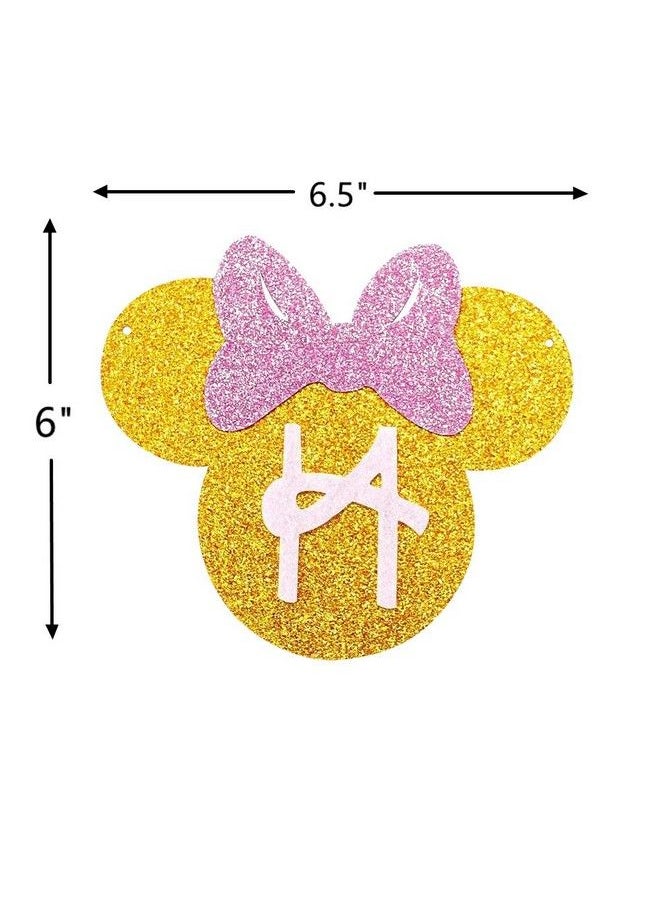 Generic - Minnie Mouse Pink And Gold Inspired Happy Birthday Banner, Minnie Birthday Party Decorations For Girls Birthday Themed Party Decoration - Image 1