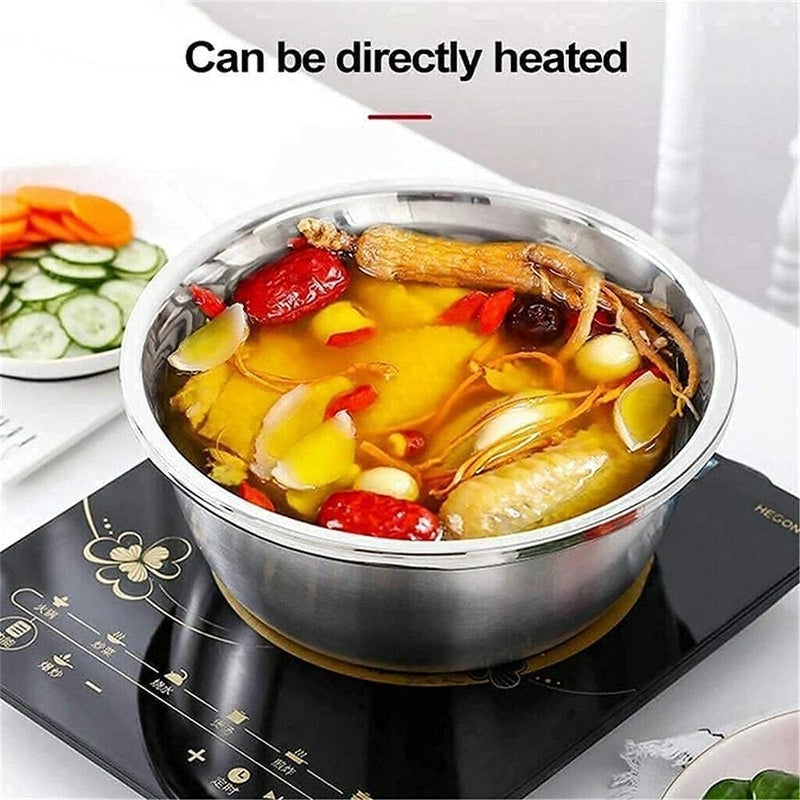 ONTRIP ONTRIP Multifunctional Thicken Stainless Steel Basin 3 in 1 Stainless Steel Grater Solid Basin Drain Basket Washing Bowl Julienne Grater Salad Maker Bowl - Image 4