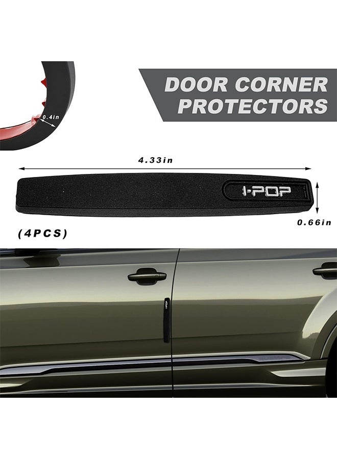 4 قطع حمايات الأبواب، واقيات أبواب من المطاط مع سيليكون، مقاومة للصدمات والخدوش، شرائط زخرفية مقاومة للخدش، مناسبة لجميع أبواب السيارات الجانبية، ناعمة، عالية اللزوجة، مقاومة للماء، مقاومة للحرارة والتآكل (أسود) - Image 2