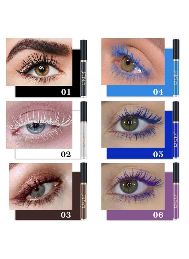 BINGBRUSH Colored Colorful Waterproof Mascara For Eyelashes Set,Blue White Black Brown Purple Long Lasting Charming Voluminous Cruelty Free Vegan Eye Makeup (D-6 Colors 01, D)  - Image 2