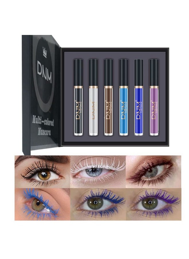 BINGBRUSH Colored Colorful Waterproof Mascara For Eyelashes Set,Blue White Black Brown Purple Long Lasting Charming Voluminous Cruelty Free Vegan Eye Makeup (D-6 Colors 01, D)  - Image 1