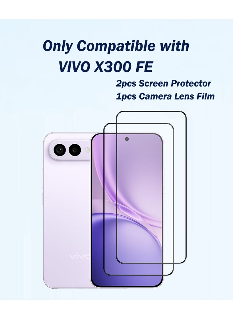 Yunpy 2 Pack Tempered Glass Screen Protector for VIVO X300 FE, 9H Hardness HD Clear Anti-Scratch Anti-Fingerprint Bubble-Free Case Friendly Screen Protector - Image 2