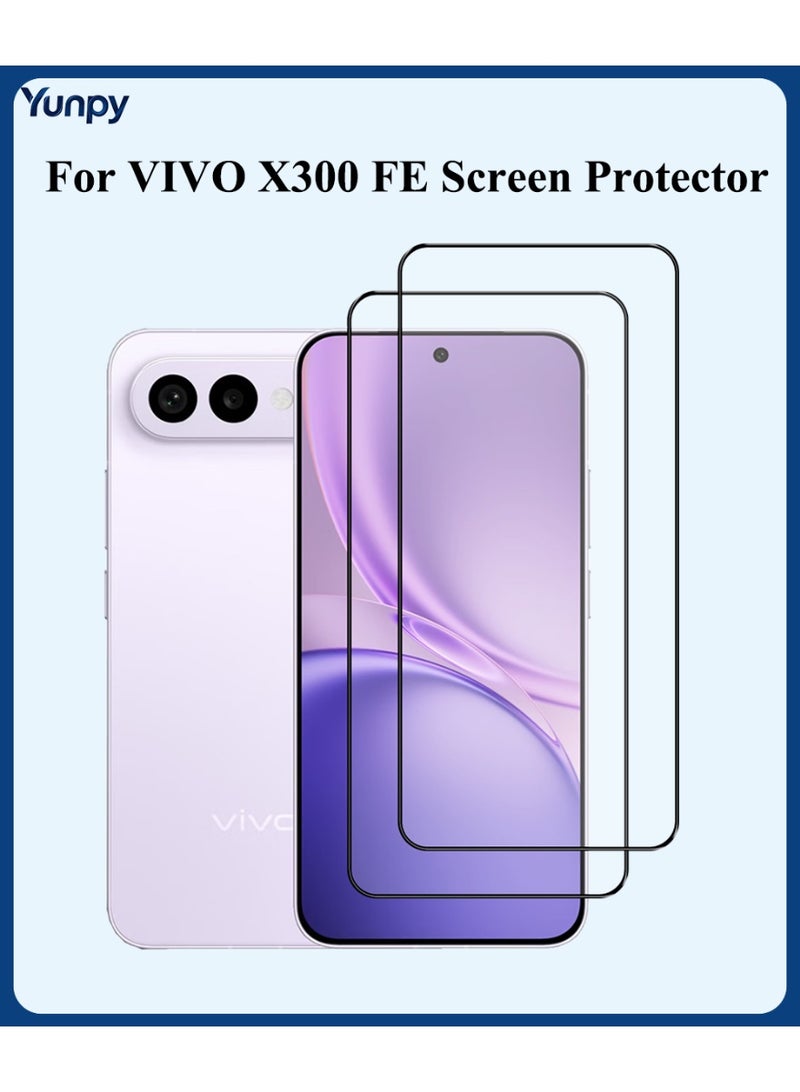 Yunpy 2 Pack Tempered Glass Screen Protector for VIVO X300 FE, 9H Hardness HD Clear Anti-Scratch Anti-Fingerprint Bubble-Free Case Friendly Screen Protector - Image 1