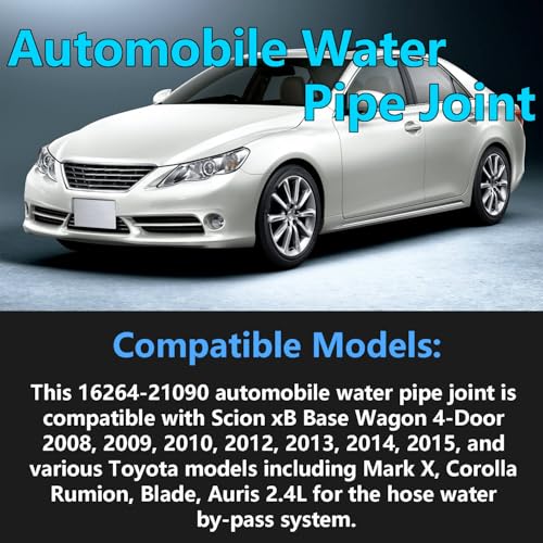 BSNOVT 1626421090 Automobile Water Pipe Joint Hose Water ByPass Connector Compatible with Toyota Mark X Corolla Rumion Blade Auris Scion xB 20082015 24L Replace 1626421090 - Image 5
