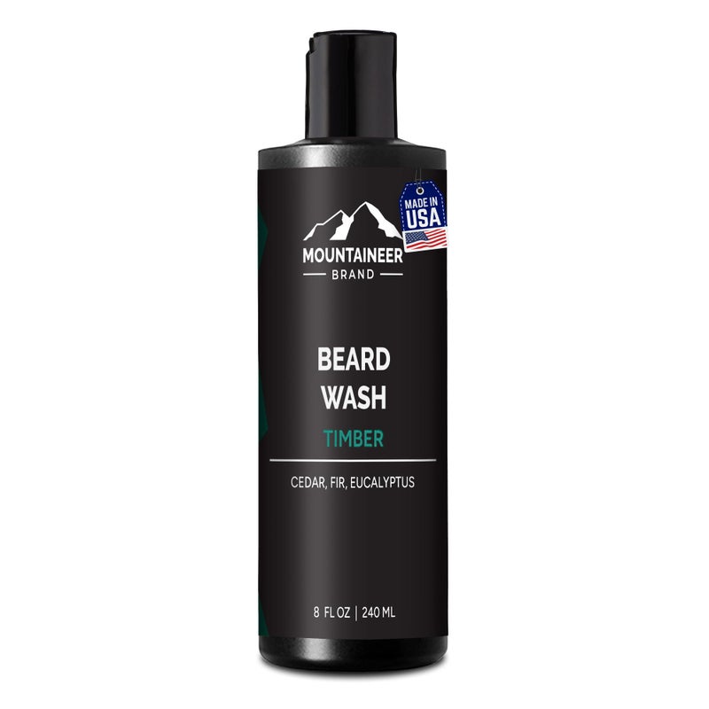 Mountaineer Brand Beard Wash For Men | 100% Natural Beard Shampoo | Thick Cleaning Softening Lather for Hair and Skin | Hydrate and Detangle | Grooming Treatment | Timber Scent 8oz - Image 1