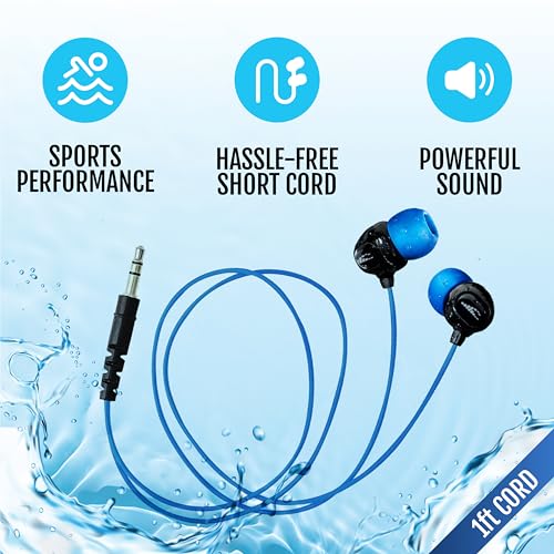 H2O Audio Surge S+ Waterproof Sport Headphones, (Short Cord Design) – in-Ear Sweatproof Earbuds for Swimming, Running, Cycling – IPX8 Waterproof, Compatible with iPods & MP3 Players - Image 4