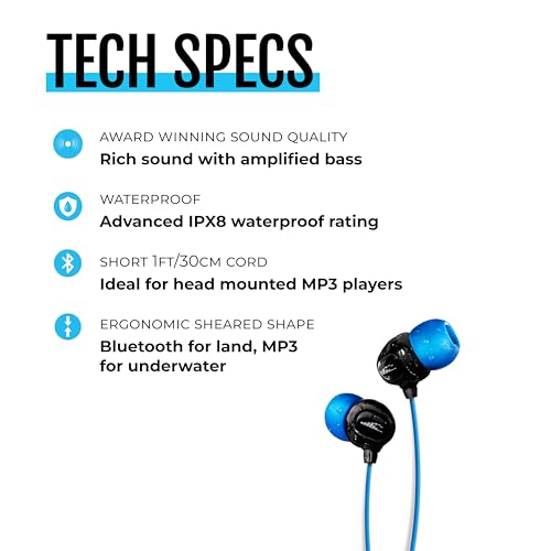 H2O Audio Surge S+ Waterproof Sport Headphones, (Short Cord Design) – in-Ear Sweatproof Earbuds for Swimming, Running, Cycling – IPX8 Waterproof, Compatible with iPods & MP3 Players - Image 5