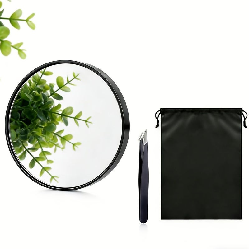 Women Magnifying Mirror Set 2pcs With Storage Bag Suction Cup Base Portable Compact Mirror for Travel Bathroom Home Makeup Tweezers Gifts - Image 1