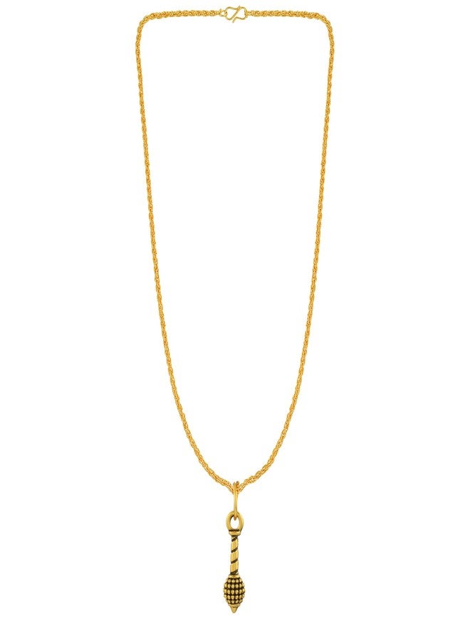 morir Brass Gold Plated Small Size Hanuman Ji Bajarangbali Gada Chain Pendant Jewellery For Unisex - Image 5