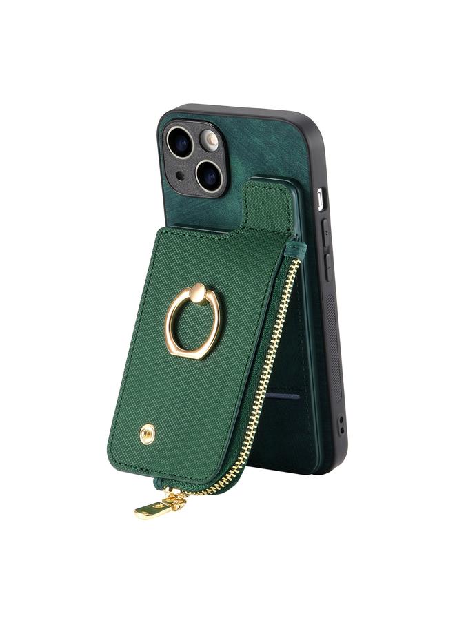 S-TOP Case For iPhone 13 Pro Max Cross Leather Ring Vertical Zipper Wallet Back Phone Case - Image 3