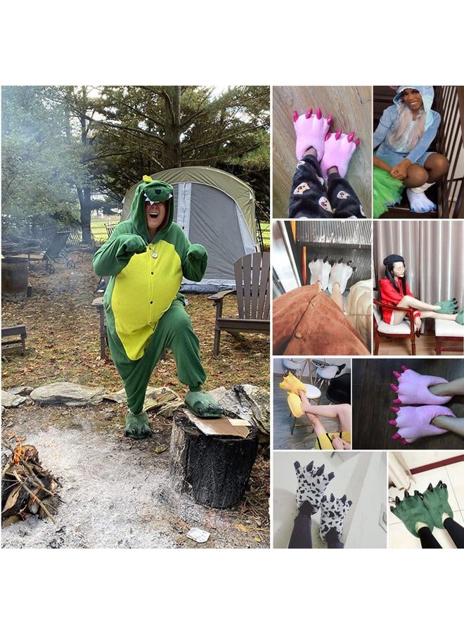 acdiac New Fleece Unisex Animal home Shoes Paw Plush Slippers Halloween CosPlay Dinosaur Claw Slippers (M, black) - Image 3