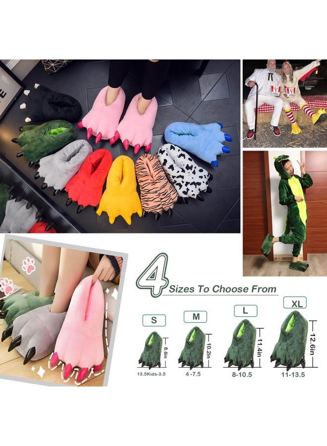 acdiac New Fleece Unisex Animal home Shoes Paw Plush Slippers Halloween CosPlay Dinosaur Claw Slippers (M, black) - Image 5