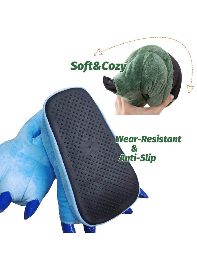 acdiac New Fleece Unisex Animal home Shoes Paw Plush Slippers Halloween CosPlay Dinosaur Claw Slippers (M, black) - Image 4