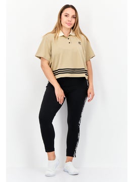 adidas Originals Women Sportswear Fit Short Sleeve Outdoor Polo Shirt, Beige  - Image 4