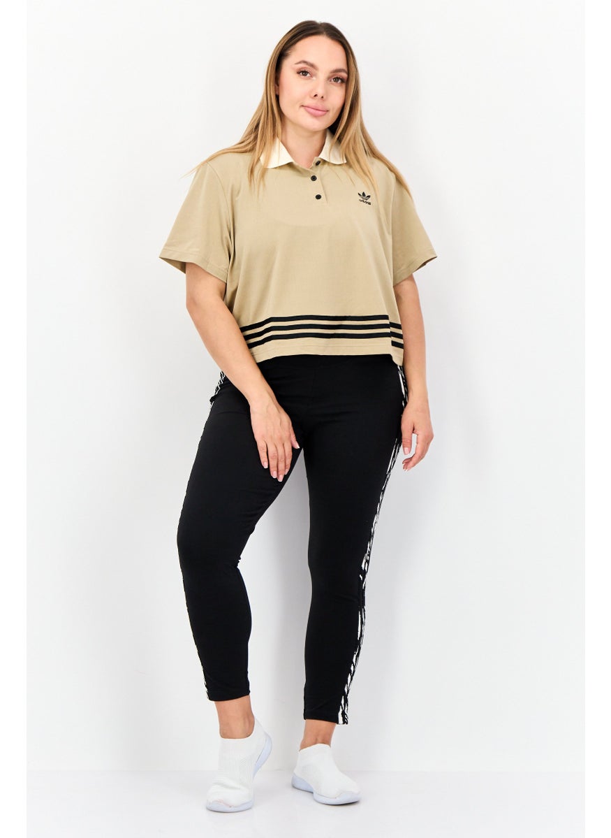 adidas Originals Women Sportswear Fit Short Sleeve Outdoor Polo Shirt, Beige  - Image 4