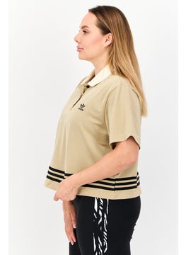 adidas Originals Women Sportswear Fit Short Sleeve Outdoor Polo Shirt, Beige  - Image 2