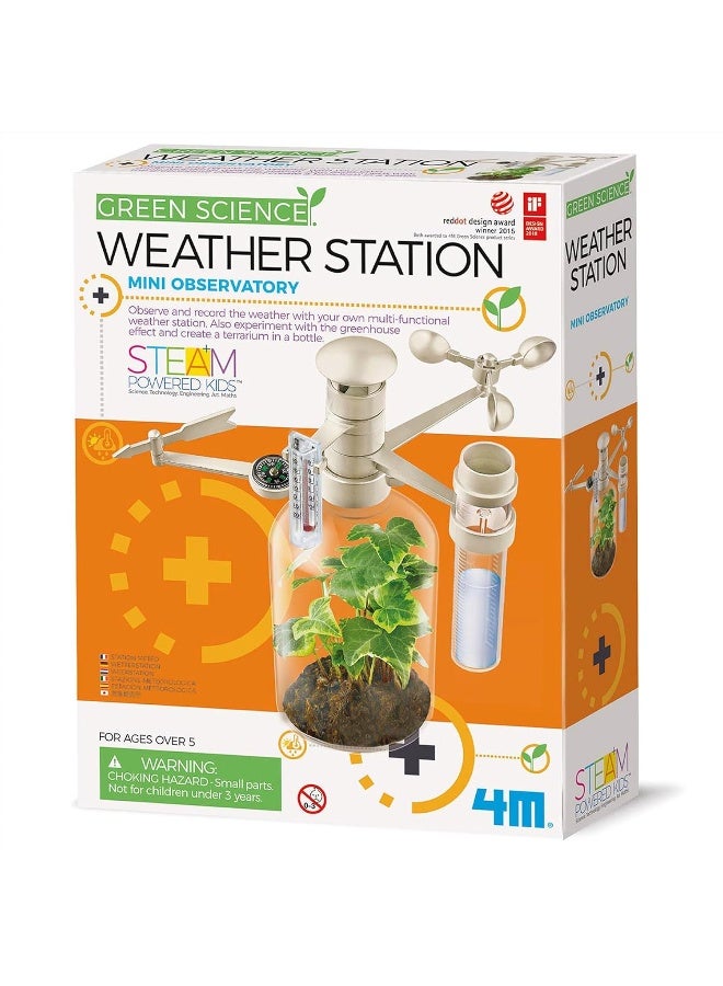 4M Green Science Weather Station Kit – Build & Use Thermometer, Rain Gauge, Wind Vane & Mini Terrarium to Explore Weather, Climate and Greenhouse Effects – STEM Learning Tool Ages 5+ | 00-03279 - Image 1