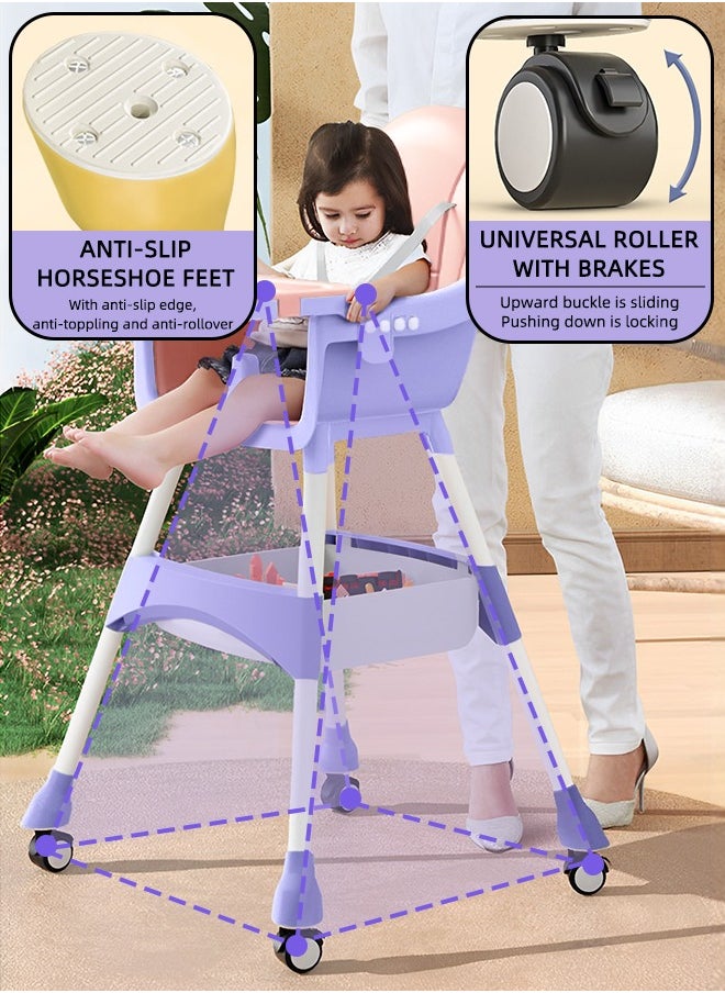 Baby Dining Chair Multifunctional Portable Foldable Children Dining Chair Three Adjustable Height Settings Baby High Chair