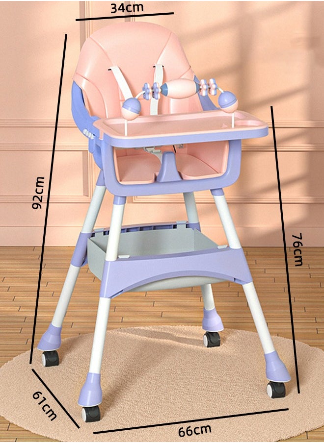 Baby Dining Chair Multifunctional Portable Foldable Children Dining Chair Three Adjustable Height Settings Baby High Chair