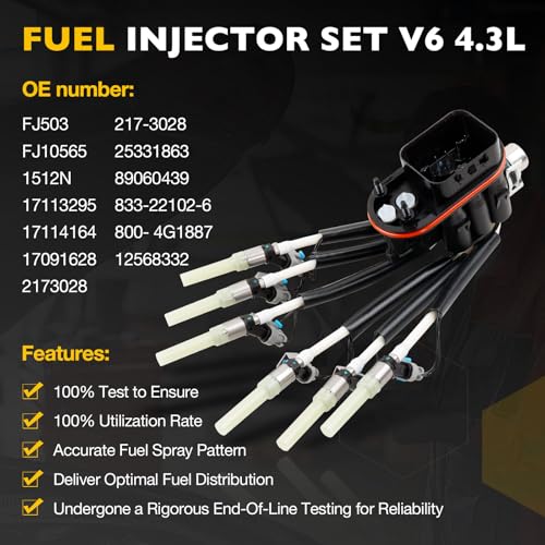 Gledewen FJ503 Spider Fuel Injectors Assembly w/Bracket Upgraded 6 Cylinder Spider Injectors Compatible with Chevy, GMC, Isuzu, Oldsmobile Models 4.3L V6 Engine, Replace# FJ503, FJ10565 - Image 4