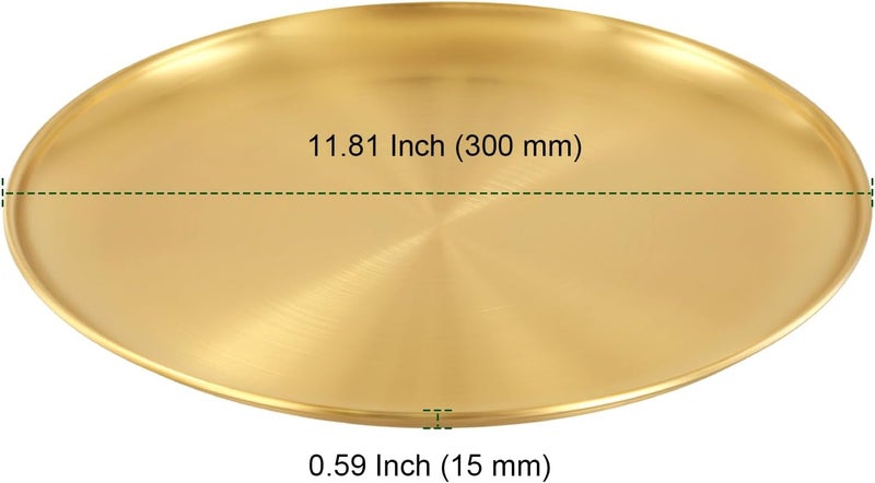 PINGEUI مجموعة PINGEUI من 8 صحون ذهبية من الفولاذ المقاوم للصدأ مقاس 118 بوصة صحون معدنية دائرية لأدوات المطبخ - Image 2