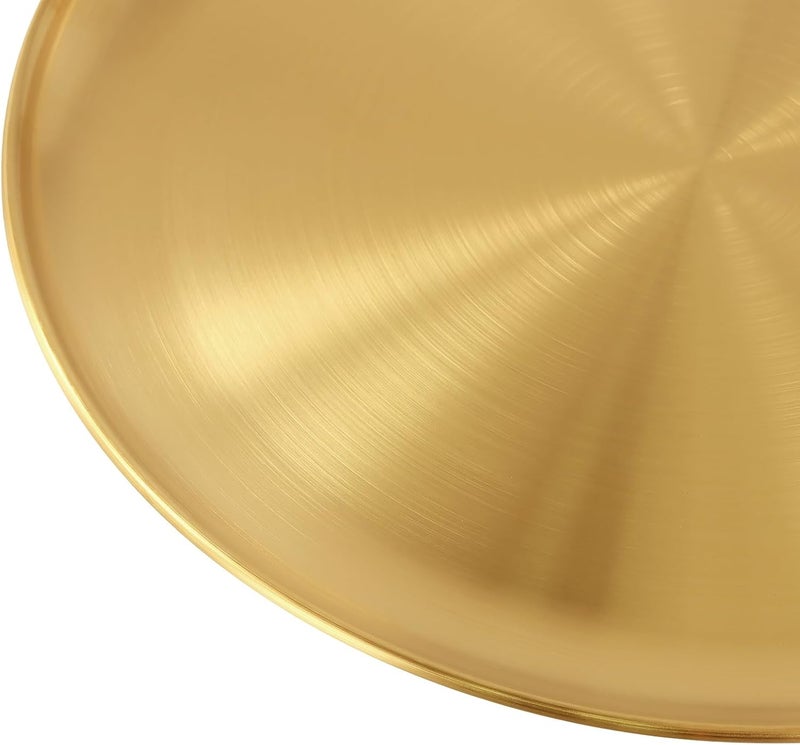 PINGEUI مجموعة PINGEUI من 8 صحون ذهبية من الفولاذ المقاوم للصدأ مقاس 118 بوصة صحون معدنية دائرية لأدوات المطبخ - Image 3