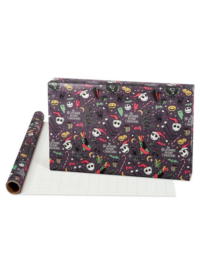 American Greetings 105 sq. ft. The Nightmare Before Christmas Christmas Wrapping Paper Bundle with Cut Lines, Jack Skellington and Zero (3 Rolls 30in. x 14 ft.) - Image 2