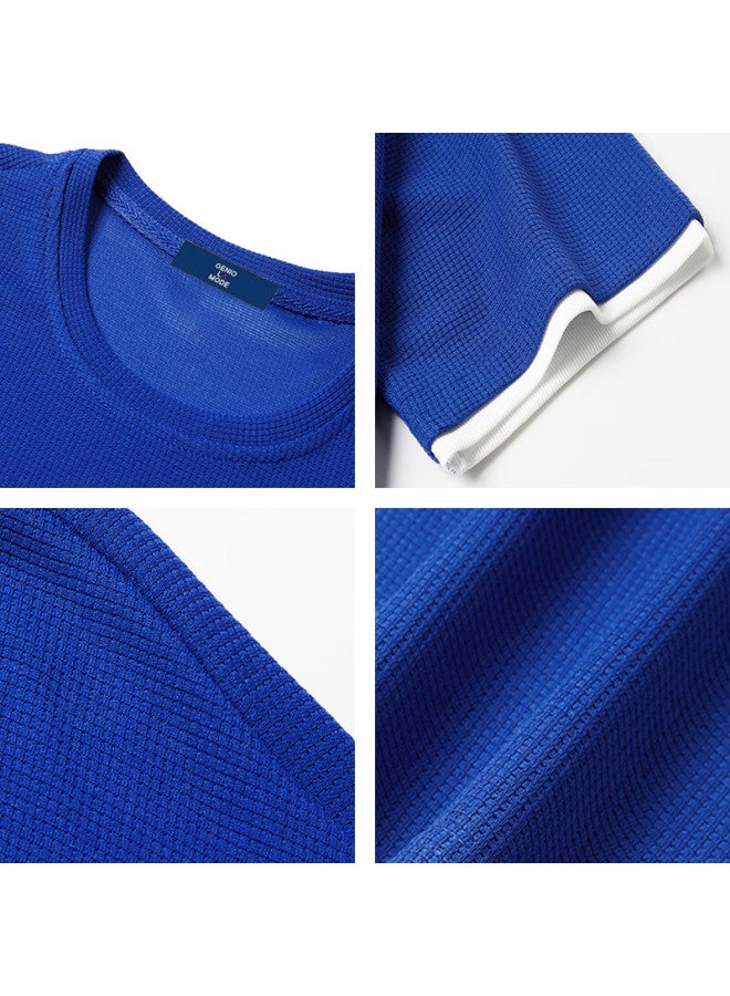 Geniolamode Men's Short Sleeve T-shirt Korean Fashion Fake Two-piece Loose Casual All-match Five-point Sleeve Top - Image 1