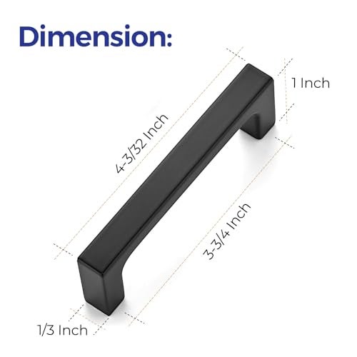 Ravinte 5 Pack Solid 3-3/4 Inch Kitchen Square Cabinet Handles Matte Black Pulls Drawer Pulls Kitchen Cabinet Hardware Flat Black Handles - Image 3