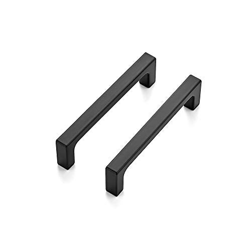 Ravinte 5 Pack Solid 3-3/4 Inch Kitchen Square Cabinet Handles Matte Black Pulls Drawer Pulls Kitchen Cabinet Hardware Flat Black Handles - Image 1