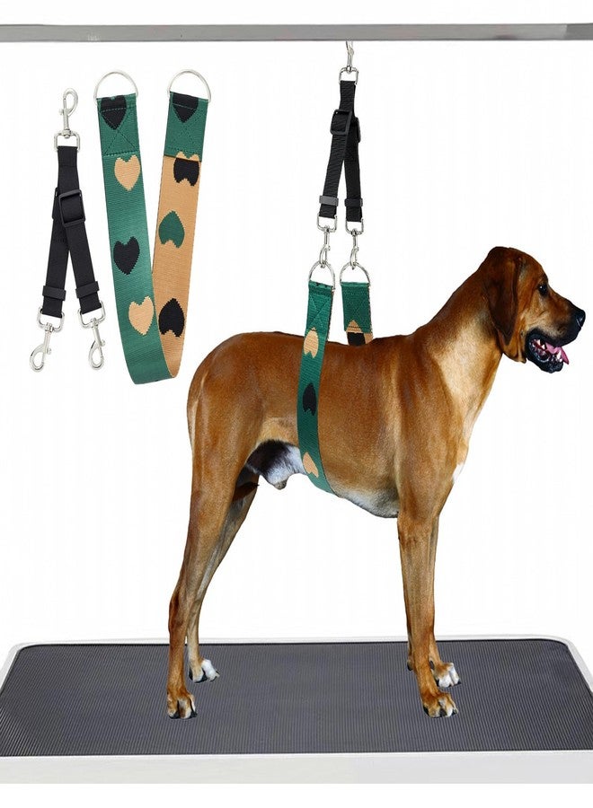 DISCPETSEC Dog Grooming Arm Accessories - Dogs Grooming Loops Belly Straps with Adjustable Connector 2'' Wide Heart Pattern Nylon Pet Bath Support Stand Small Mudium Large Pets Restraint Noose Loop - Image 1